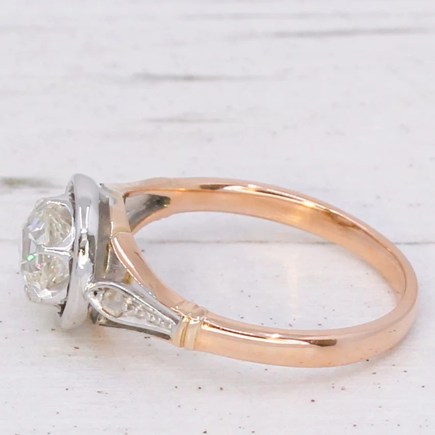 Mid Century 0.91 Carat Old Cut Diamond Engagement Ring, circa 1950 - Image 4