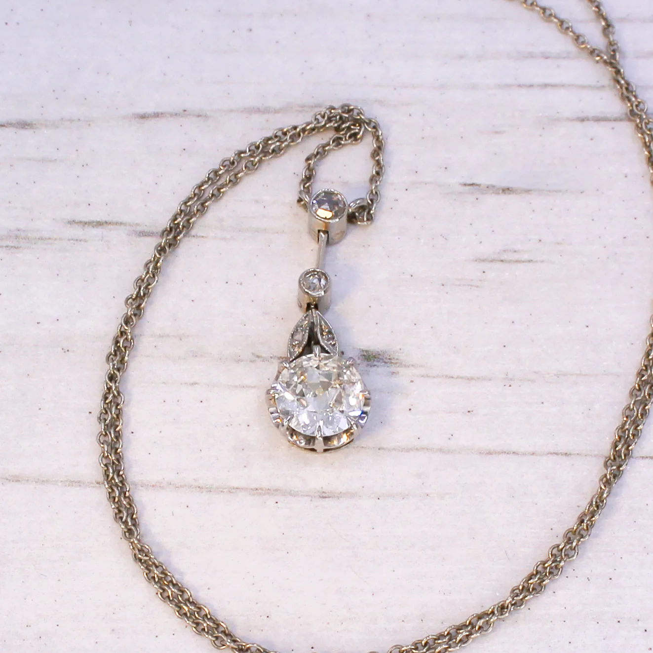 Mid Century 0.97 Carat Old Cut Diamond Pendant, circa 1950 - Image 4