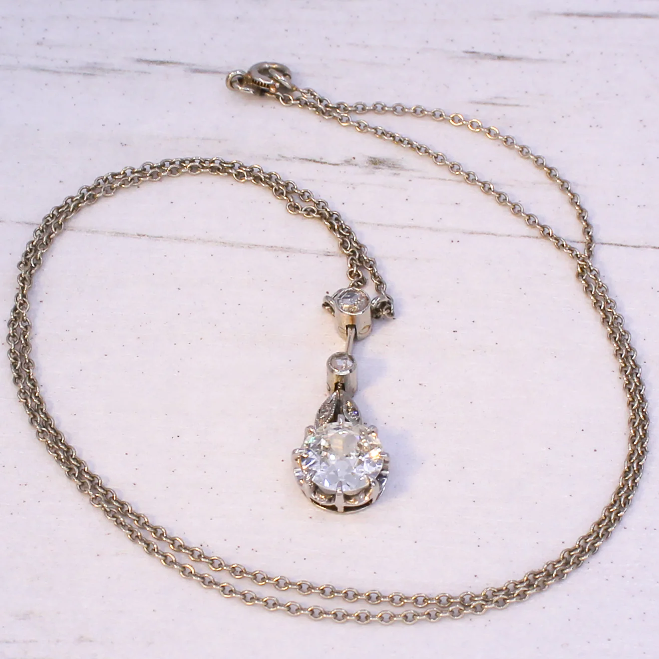 Mid Century 0.97 Carat Old Cut Diamond Pendant, circa 1950 - Image 6