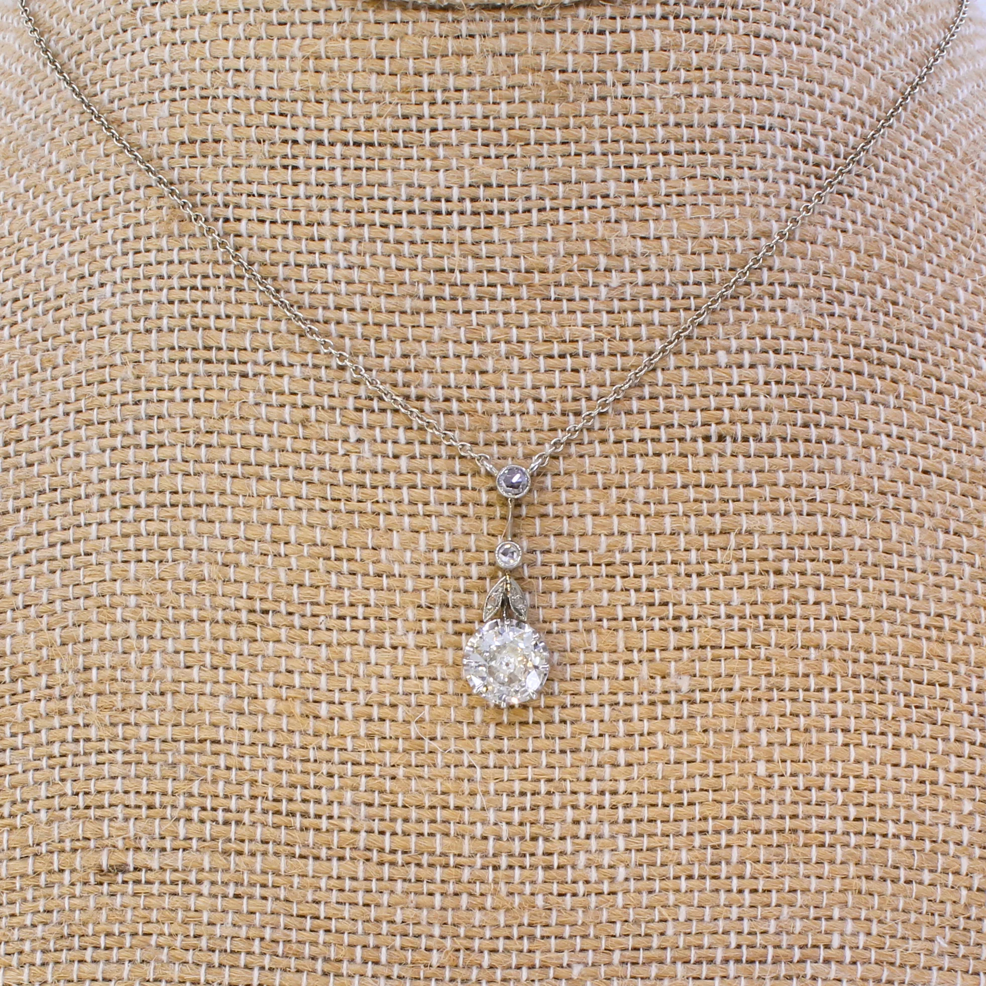 Mid Century 0.97 Carat Old Cut Diamond Pendant, circa 1950 - Image 8