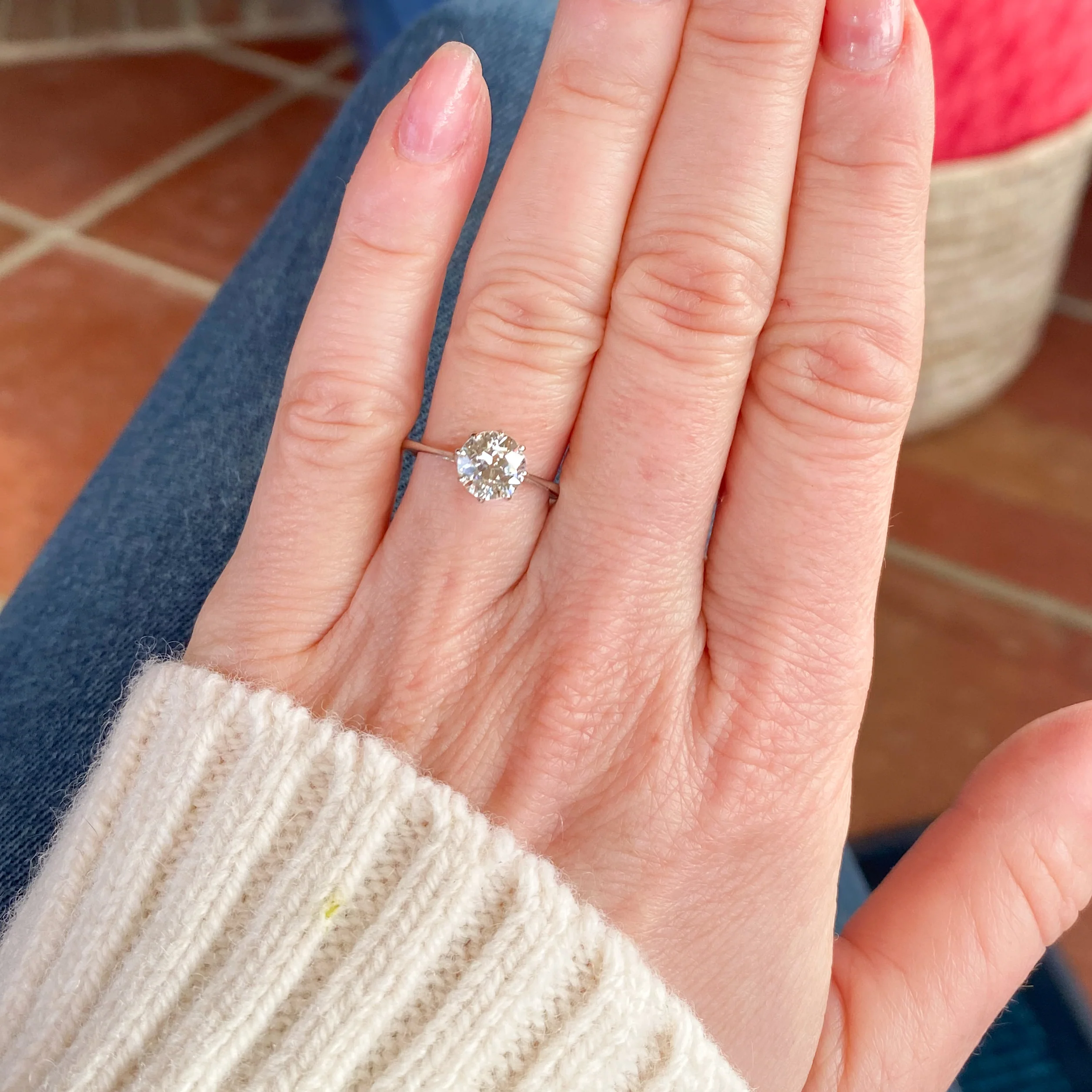 Mid Century 1.00 Carat Transitional Cut Diamond Engagement Ring, circa 1950 - Image 7