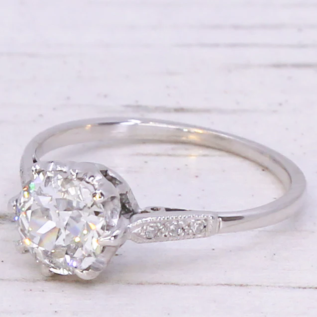 Mid Century 1.11 Carat Old Cut Diamond Engagement Ring, circa 1960