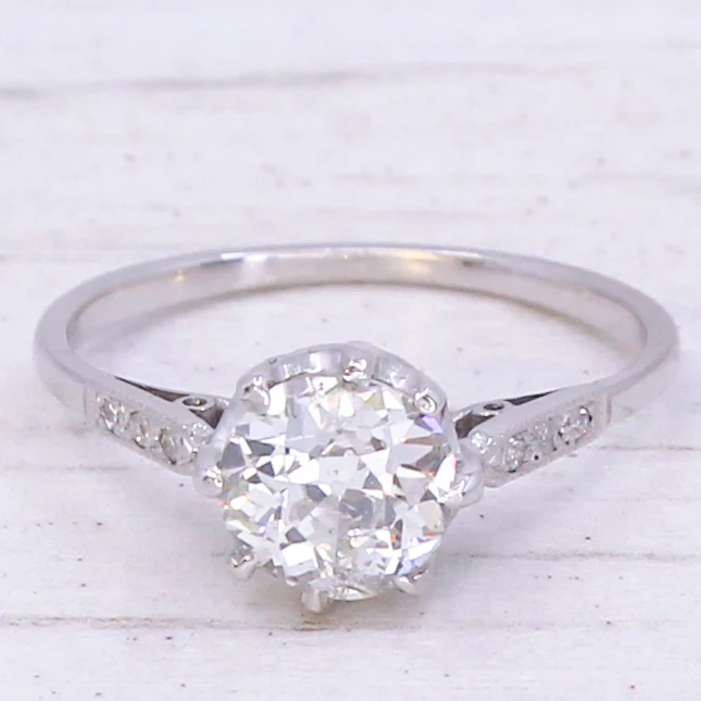 Mid Century 1.11 Carat Old Cut Diamond Engagement Ring, circa 1960 - Image 3