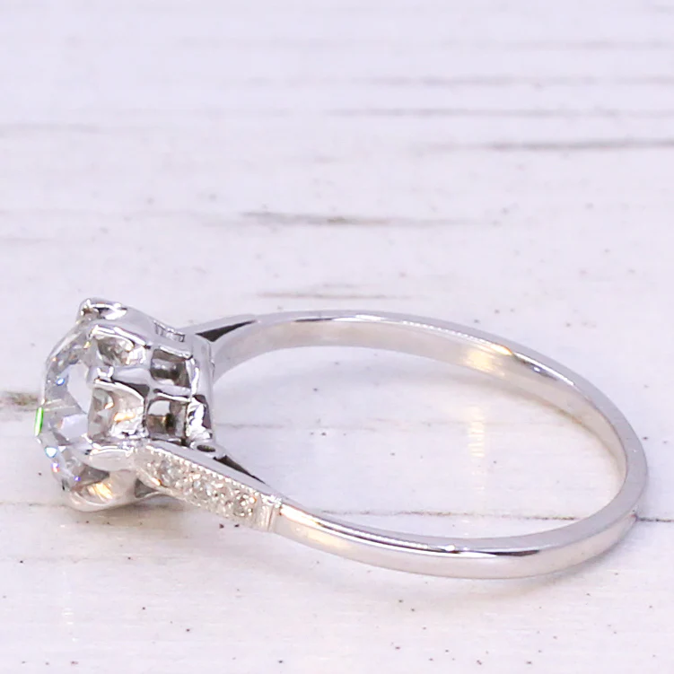 Mid Century 1.11 Carat Old Cut Diamond Engagement Ring, circa 1960 - Image 4