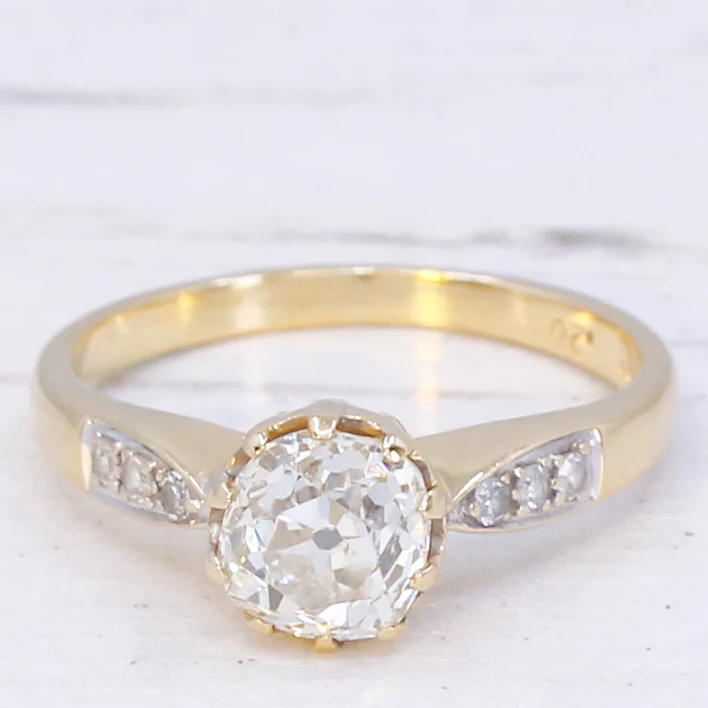 Mid Century 1.26 Carat Old Cut Diamond Engagement Ring, circa 1965 - Image 3