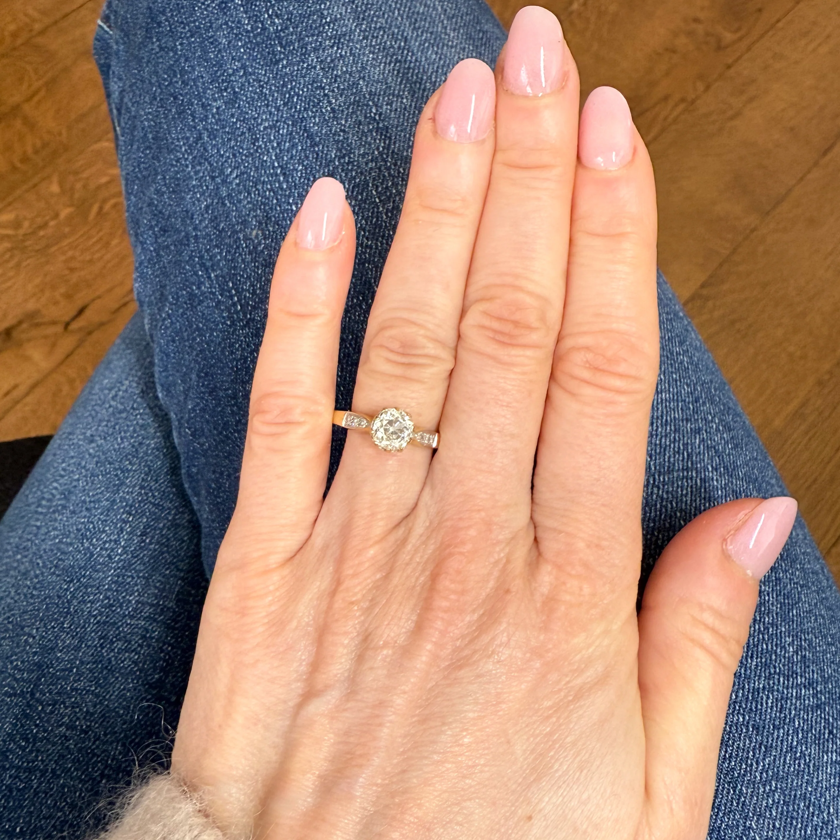 Mid Century 1.26 Carat Old Cut Diamond Engagement Ring, circa 1965 - Image 7