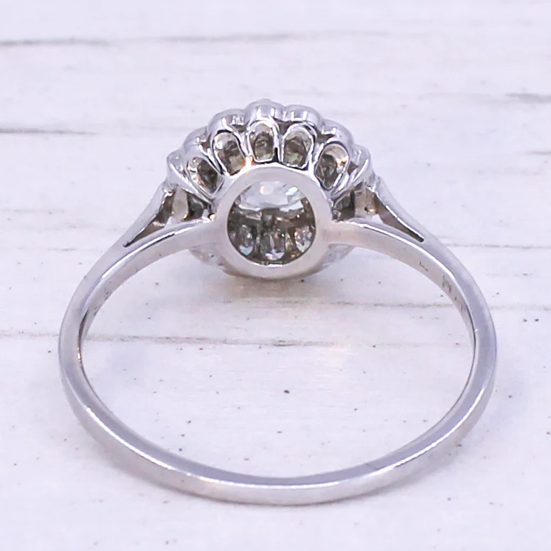 Mid Century 1.28 Carat Old Cut & Baguette Cut Diamond Cluster Ring, circa 1960 - Image 5
