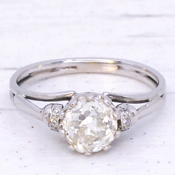 Mid Century 1.41 Carat Old Cut Diamond Engagement Ring, circa 1960 - Image 3