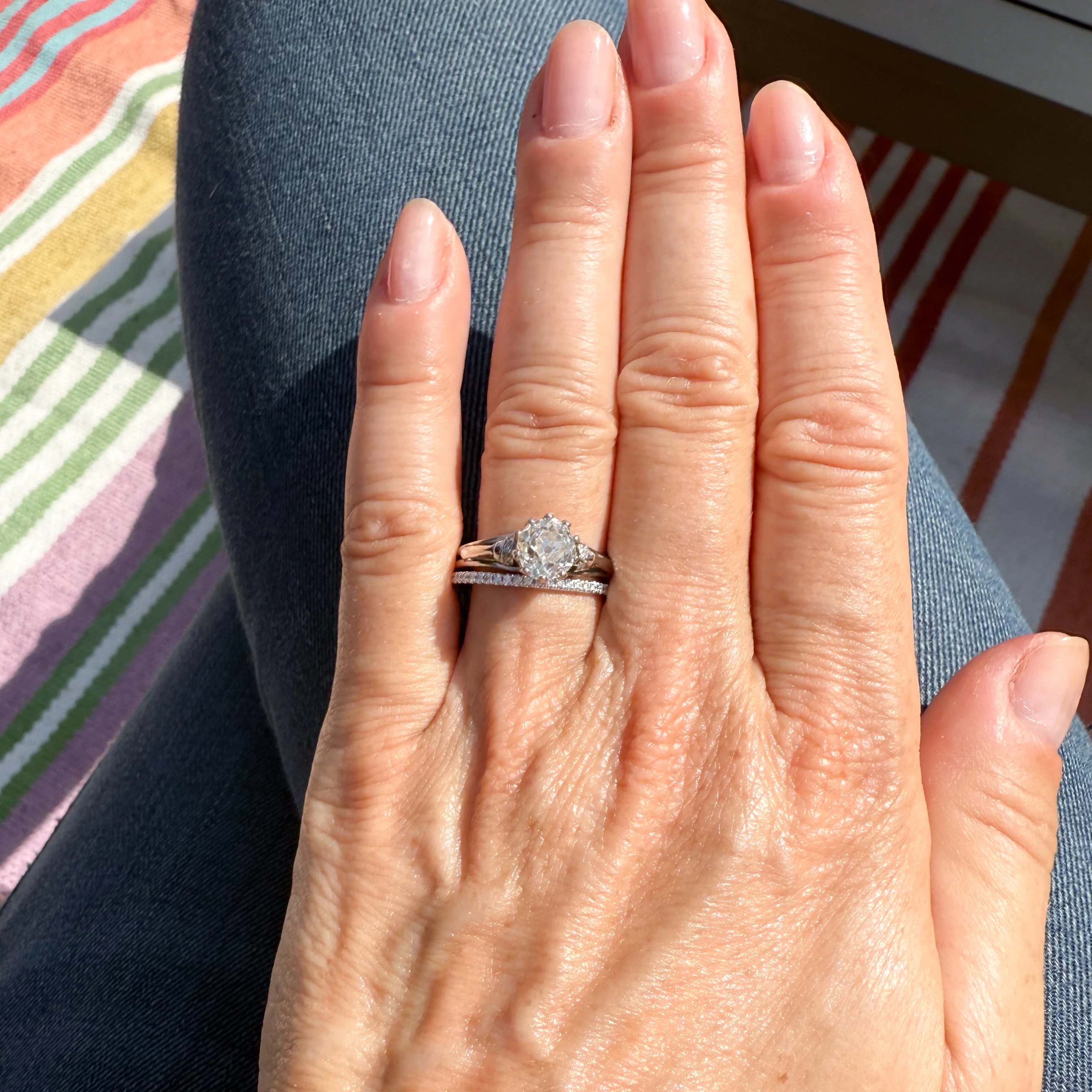 Mid Century 1.41 Carat Old Cut Diamond Engagement Ring, circa 1960 - Image 6