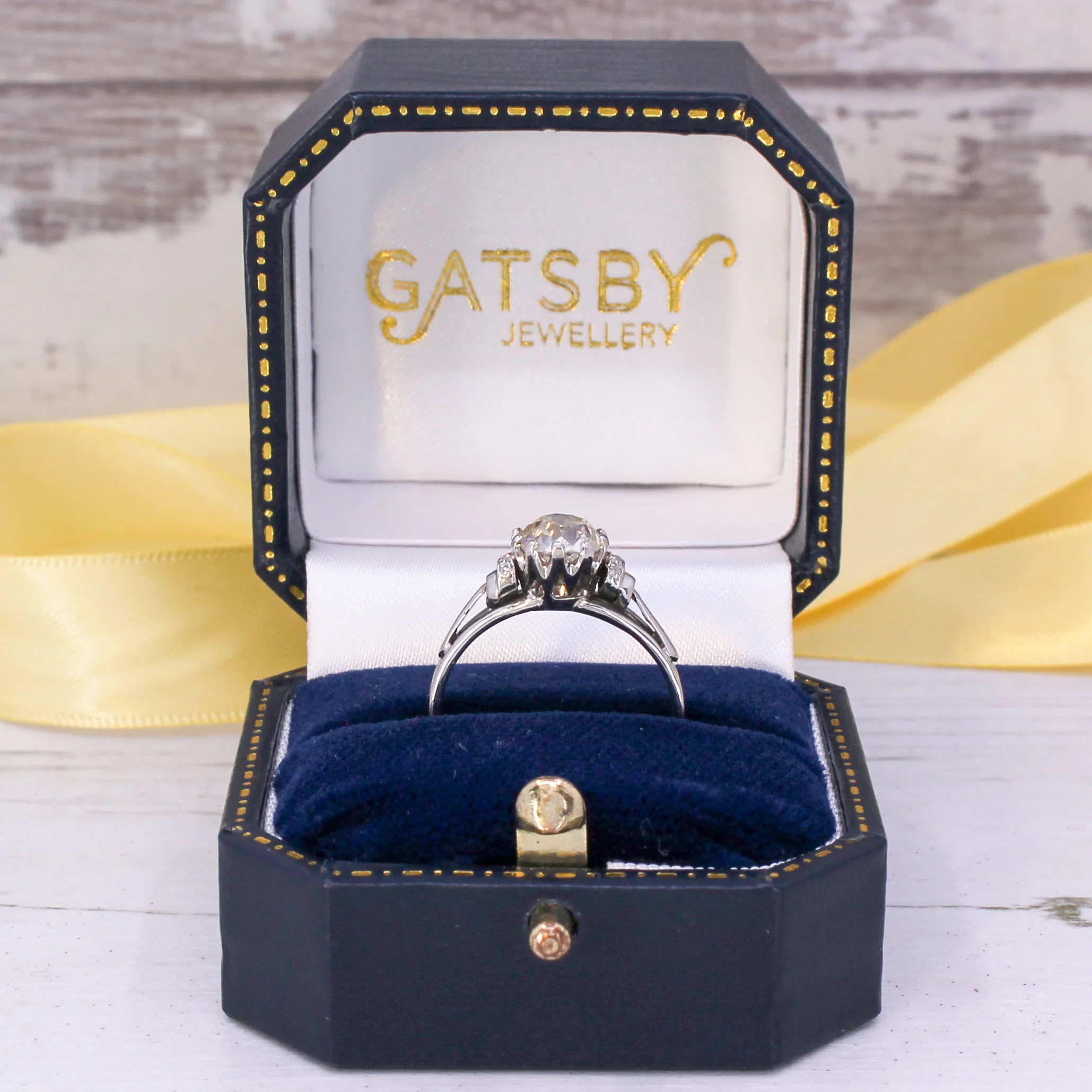 Mid Century 1.41 Carat Old Cut Diamond Engagement Ring, circa 1960 - Image 8