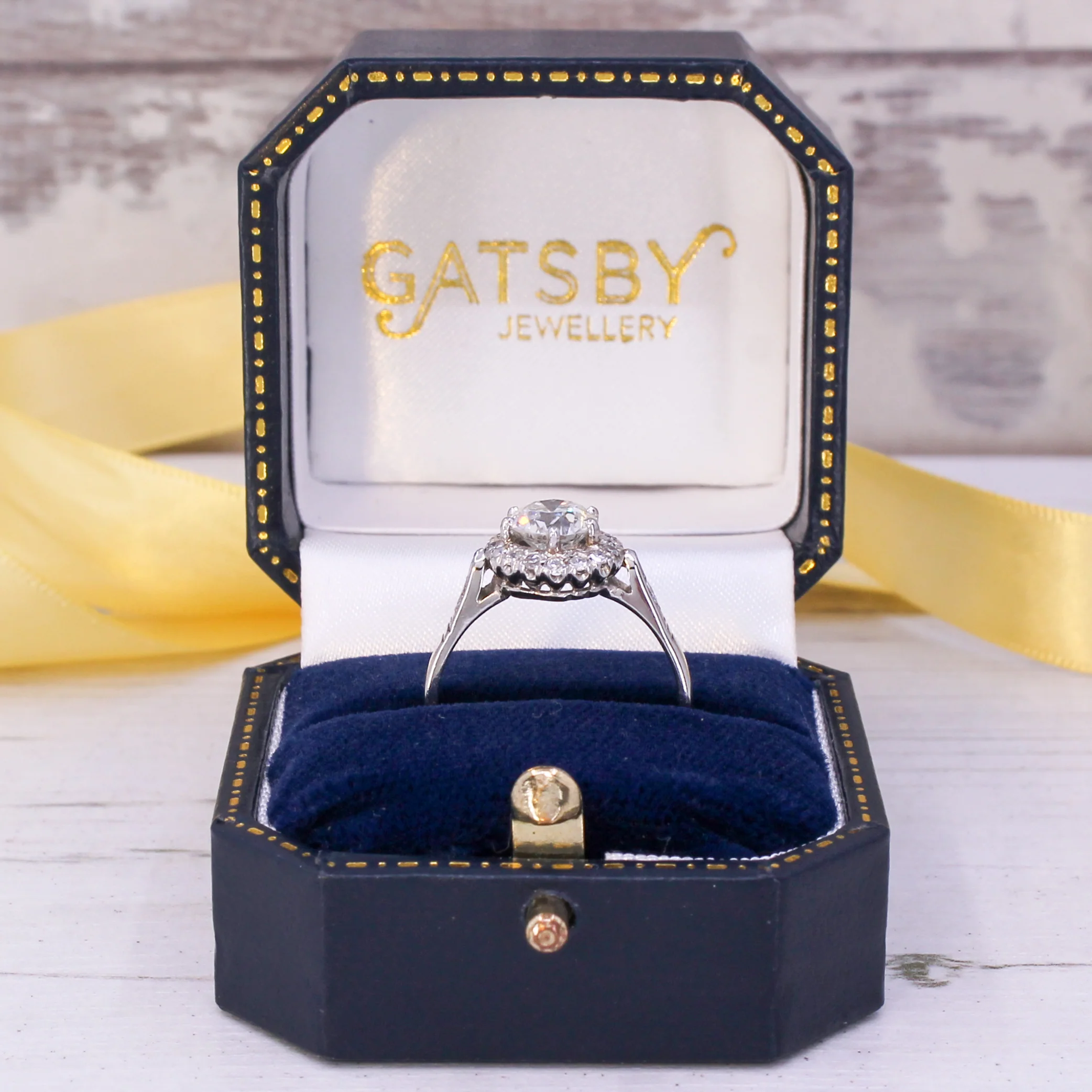Mid Century 1.49 Carat Transitional Cut Diamond Cluster Ring, circa 1955 - Image 8