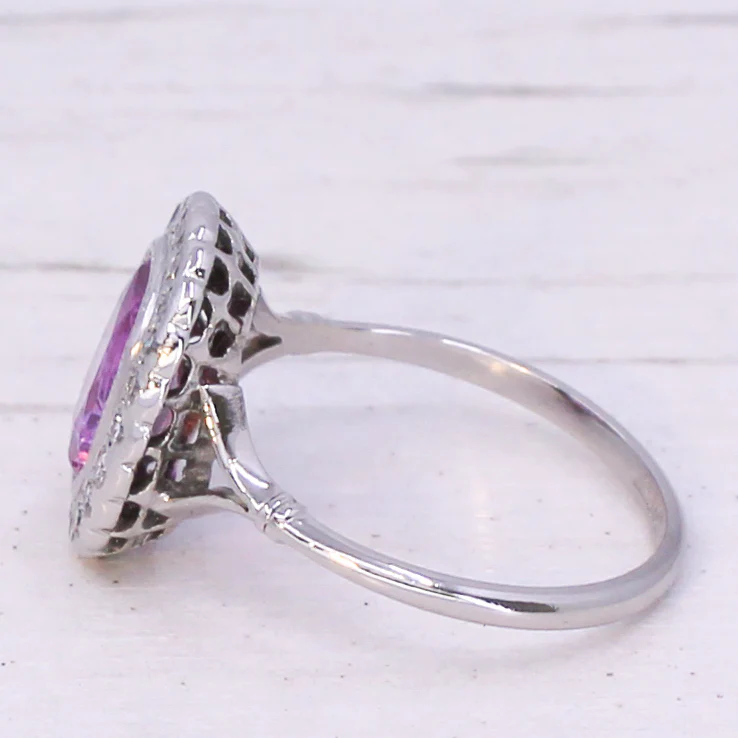Mid Century 1.50 Carat Natural Pink Sapphire & Diamond Ring, circa 1950 - Image 4