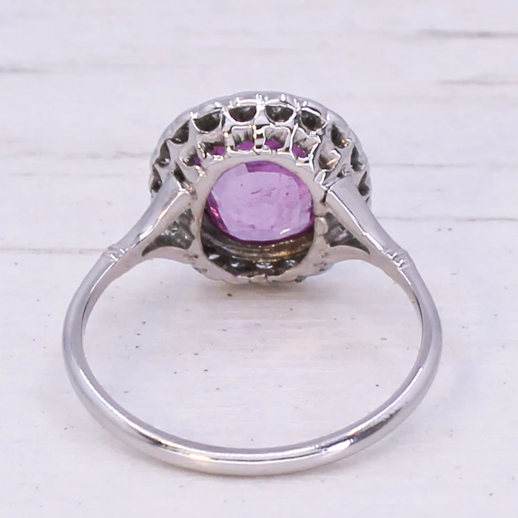 Mid Century 1.50 Carat Natural Pink Sapphire & Diamond Ring, circa 1950 - Image 5