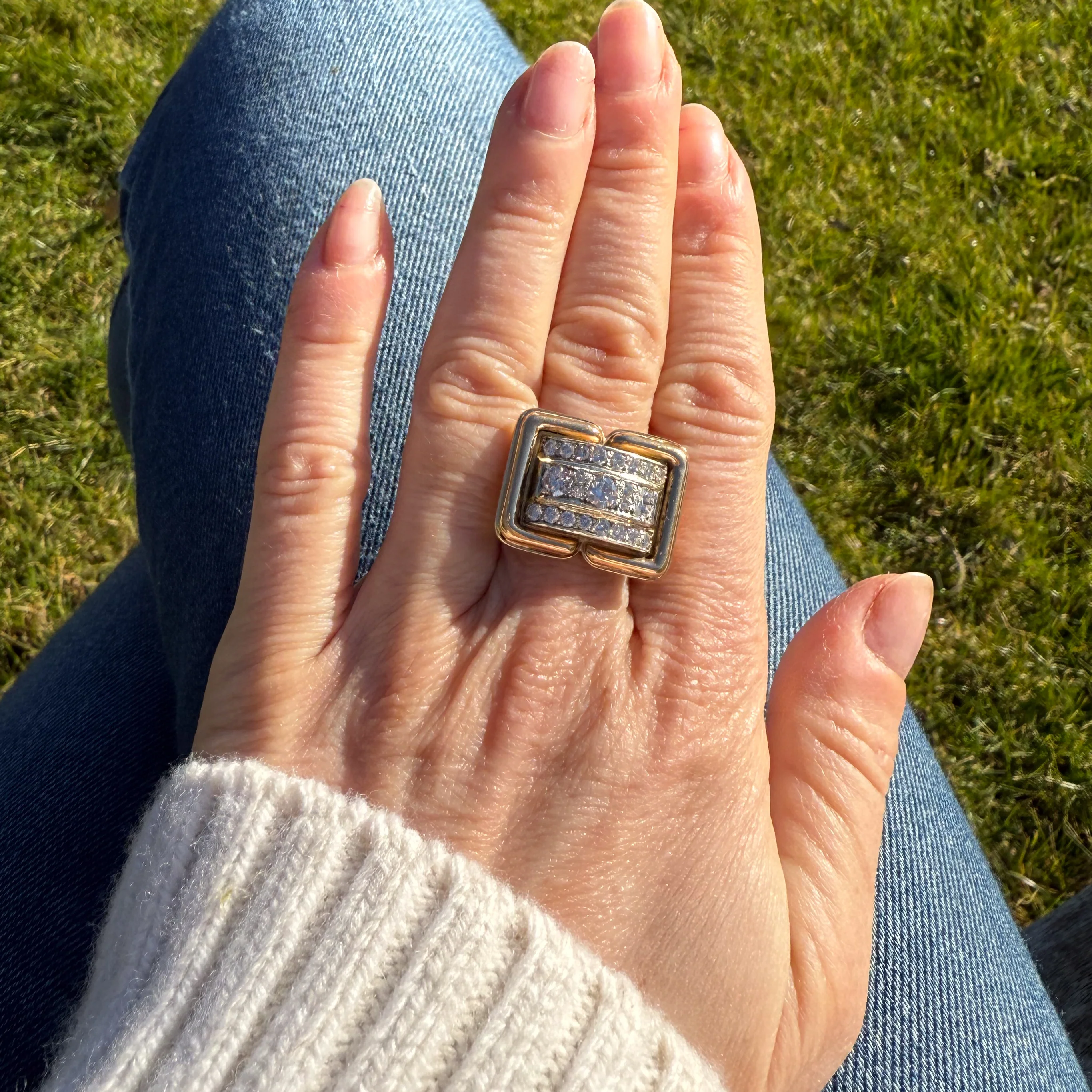 Mid Century 1.58 Carat Diamond Cluster Ring, circa 1965 - Image 6