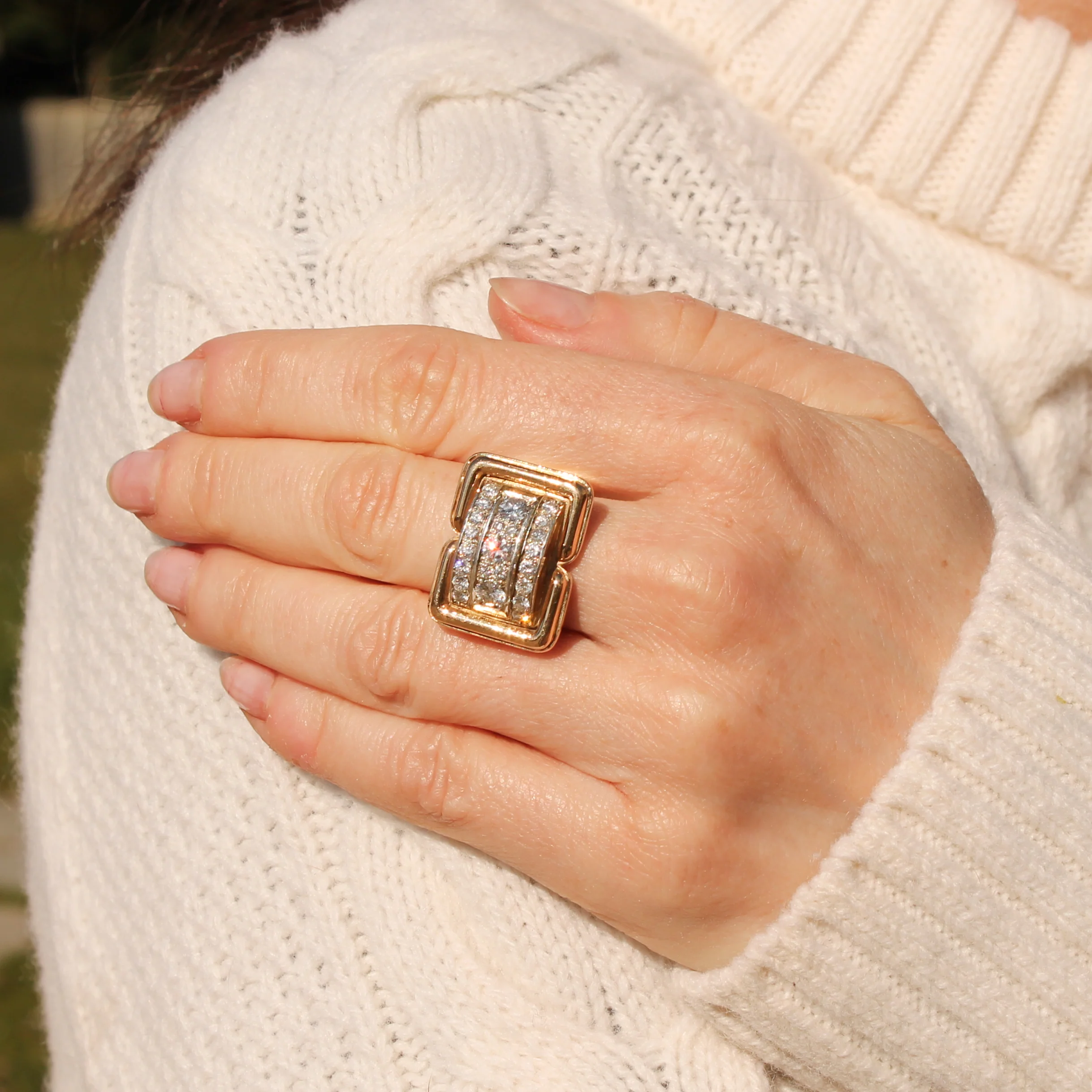 Mid Century 1.58 Carat Diamond Cluster Ring, circa 1965 - Image 7