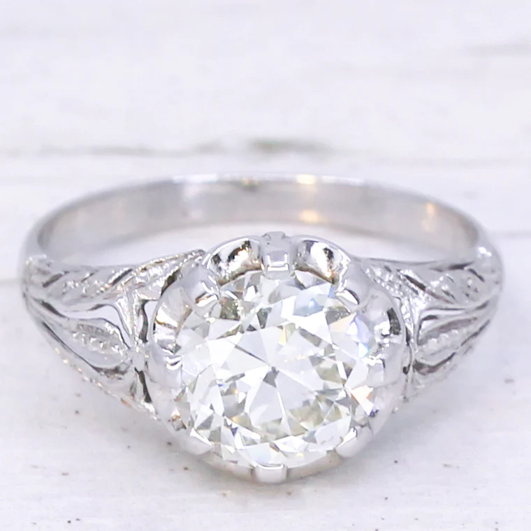 Mid Century 1.76 Carat Old Cut Diamond Engagement Ring, circa 1960 - Image 3