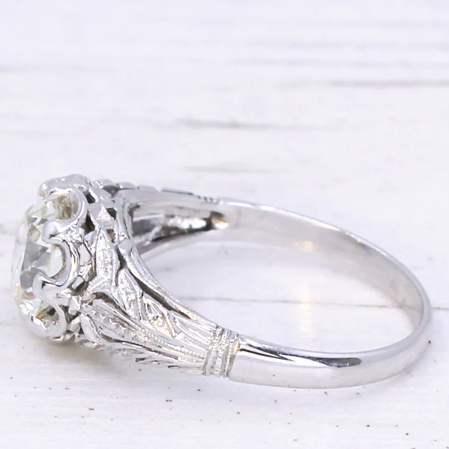 Mid Century 1.76 Carat Old Cut Diamond Engagement Ring, circa 1960 - Image 4