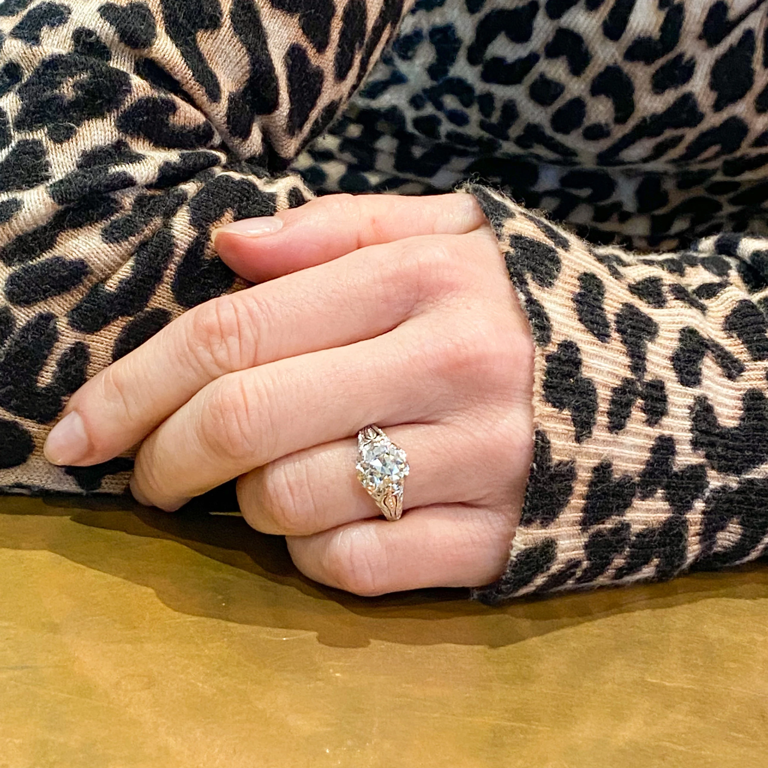 Mid Century 1.76 Carat Old Cut Diamond Engagement Ring, circa 1960 - Image 7
