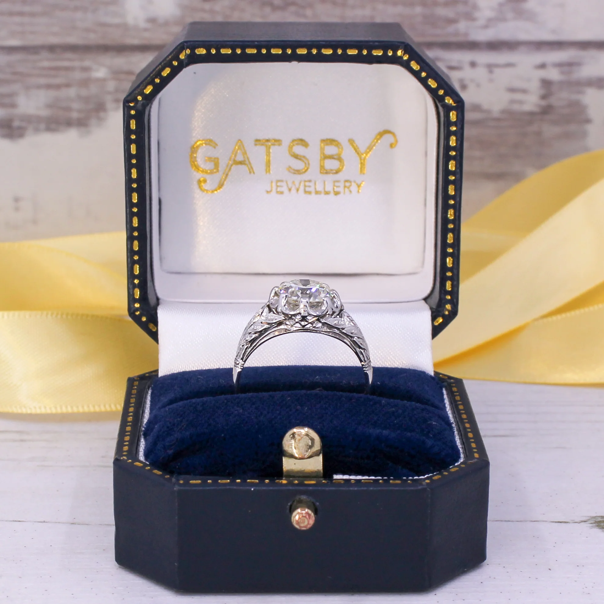 Mid Century 1.76 Carat Old Cut Diamond Engagement Ring, circa 1960 - Image 9