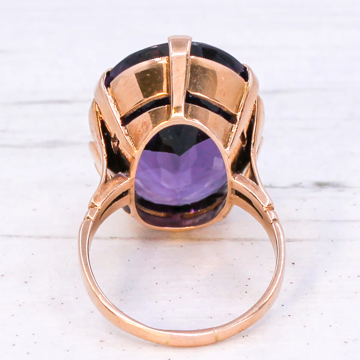 Mid Century 22.17 Carat Amethyst Solitaire Ring, circa 1960 - Image 5