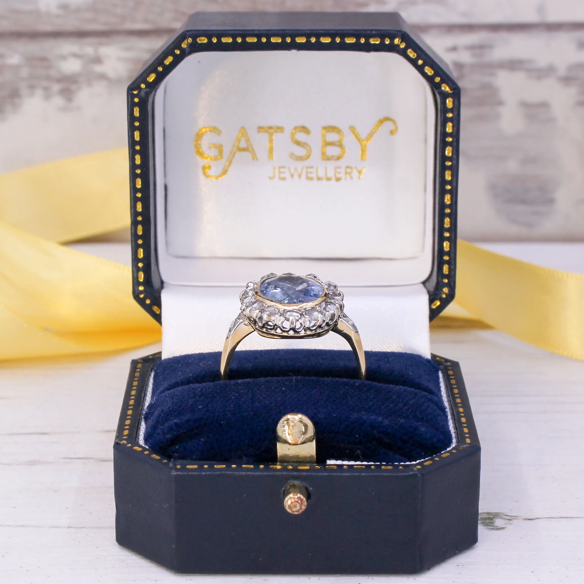 Mid Century 4.19 Carat Natural Sapphire & Rose Cut Diamond Cluster Ring, circa 1960 - Image 9