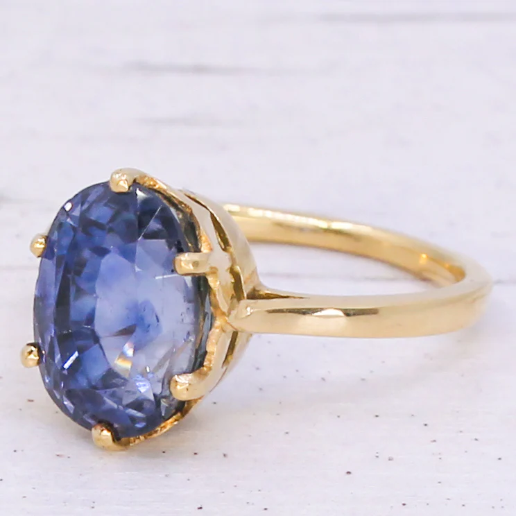 Mid Century 6.55 Carat Unheated Ceylon Sapphire Solitaire Ring, circa 1950