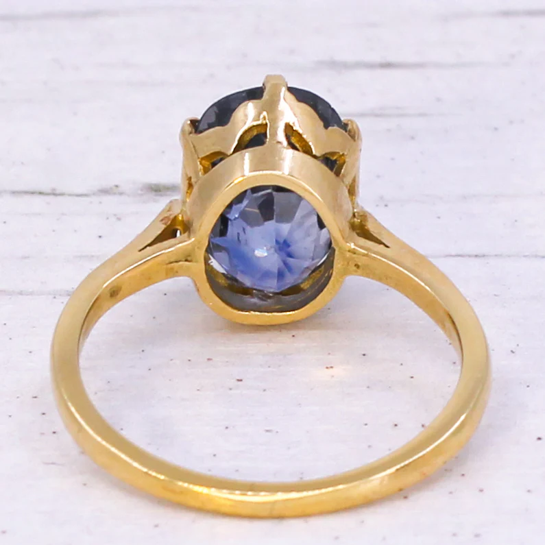 Mid Century 6.55 Carat Unheated Ceylon Sapphire Solitaire Ring, circa 1950 - Image 5