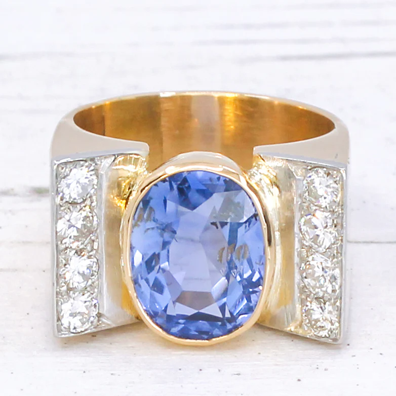 Mid Century 7.90 Carat Ceylon Sapphire Ring, circa 1950 - Image 5
