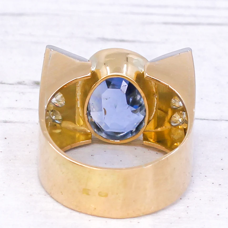 Mid Century 7.90 Carat Ceylon Sapphire Ring, circa 1950 - Image 7