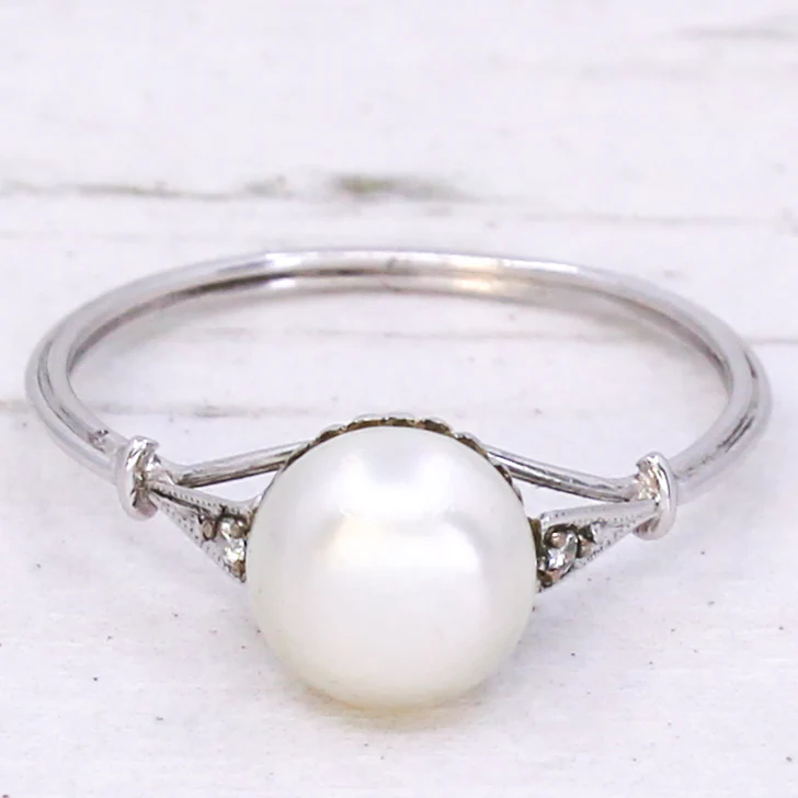 Mid Century Natural Pearl Solitaire Ring, circa 1960 - Image 3