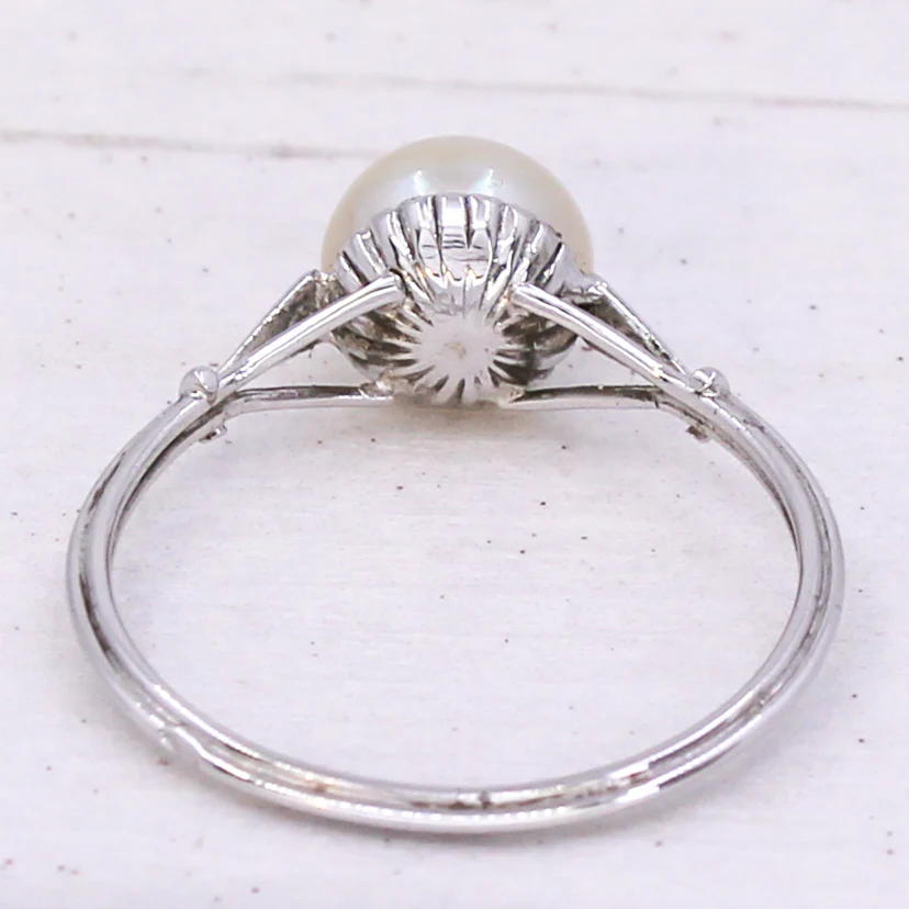 Mid Century Natural Pearl Solitaire Ring, circa 1960 - Image 5