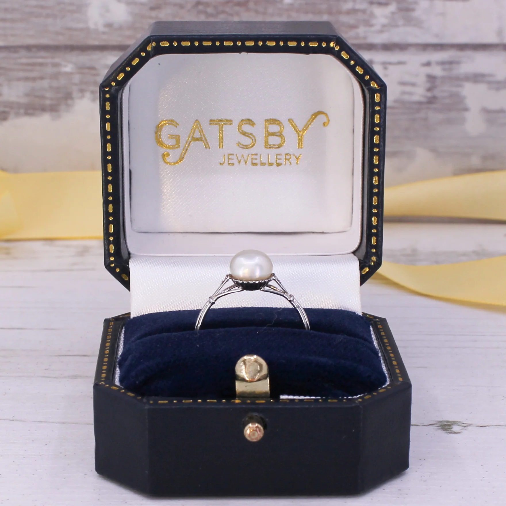 Mid Century Natural Pearl Solitaire Ring, circa 1960 - Image 9