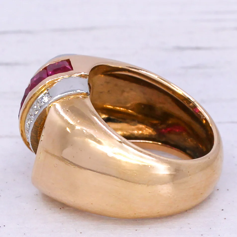 Mid Century Synthetic Ruby & Diamond Cocktail Ring, French, circa 1950 - Image 6