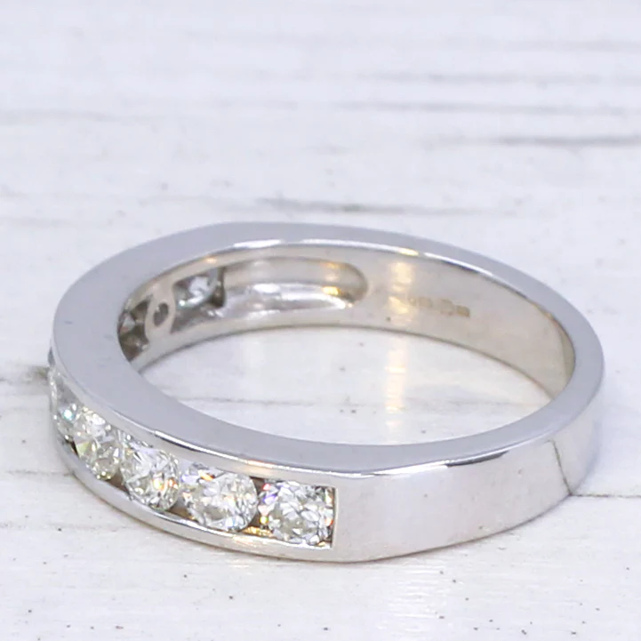 Modern 1.00 Carat Diamond Half Eternity Ring, 18k White Gold, size M - Image 4