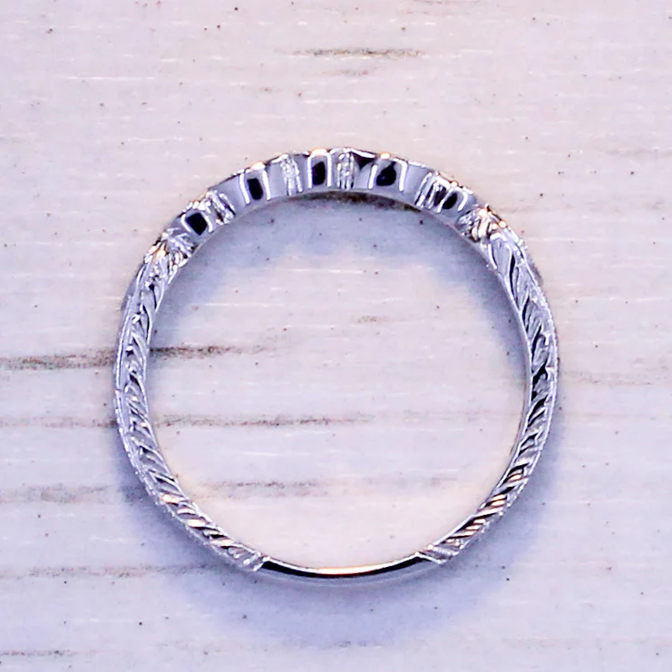 Modern Ornate Diamond Band Ring, 18k White Gold, Size N - Image 7