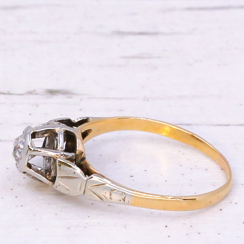 Retro 0.30 Carat Old Cut Diamond Engagement Ring, circa 1945 - Image 4