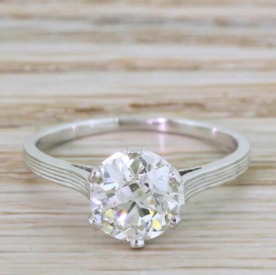 Retro 1.66 Carat Old European Cut Diamond Engagement Ring, circa 1945 - Image 3
