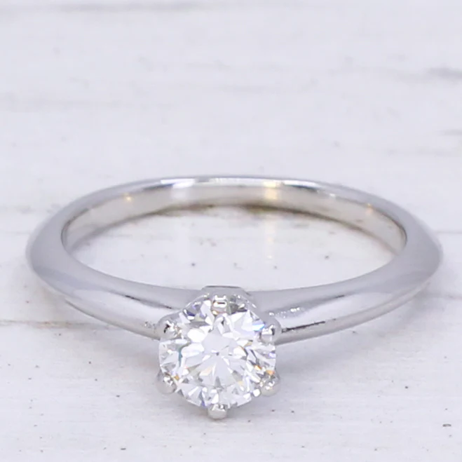 TIFFANY & CO. 0.45 Carat Round Brilliant Cut Diamond Engagement Ring, Platinum - Image 3
