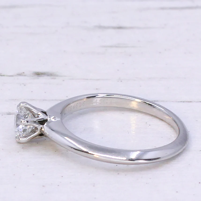TIFFANY & CO. 0.45 Carat Round Brilliant Cut Diamond Engagement Ring, Platinum - Image 4