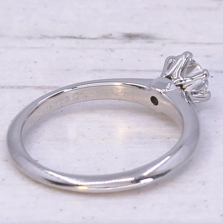 TIFFANY & CO. 0.45 Carat Round Brilliant Cut Diamond Engagement Ring, Platinum - Image 6