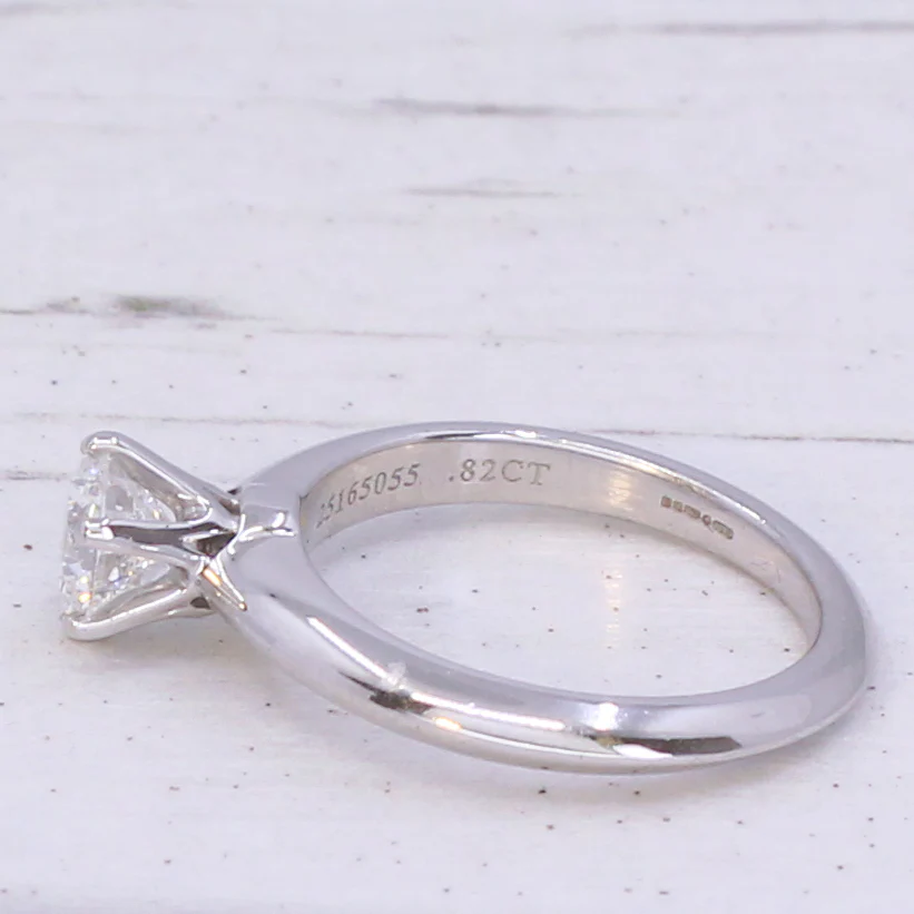 TIFFANY & CO. 0.82 Carat Round Brilliant Cut Diamond Engagement Ring, Platinum - Image 5