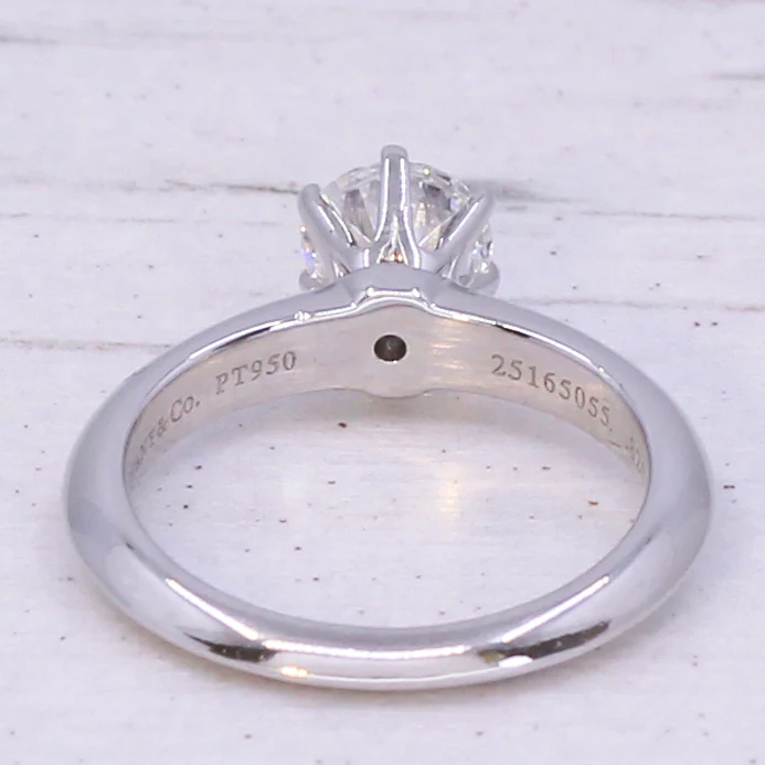 TIFFANY & CO. 0.82 Carat Round Brilliant Cut Diamond Engagement Ring, Platinum - Image 6