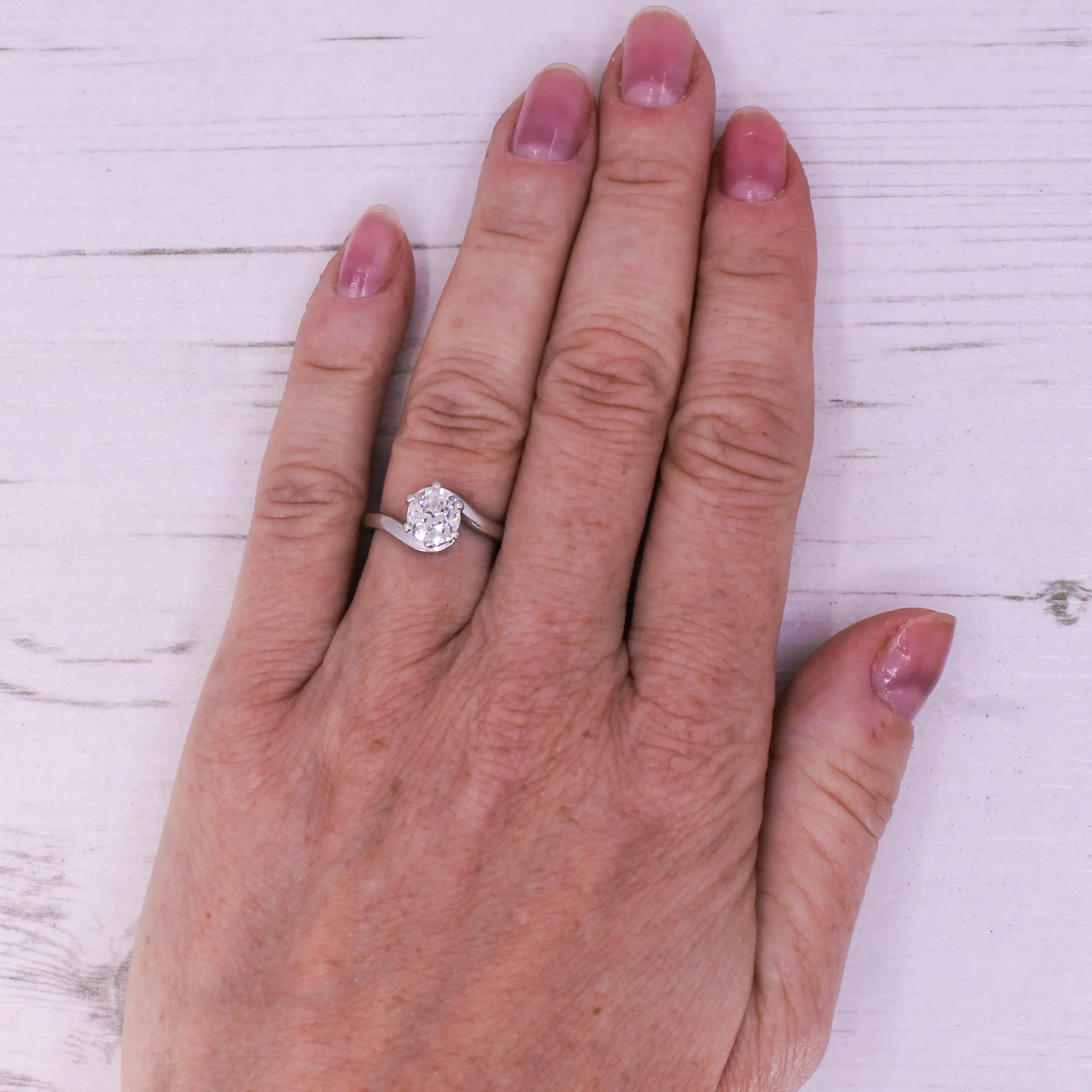 Mid Century 1.15 Carat Old Cut Diamond Engagement Ring, circa 1950 - Image 7