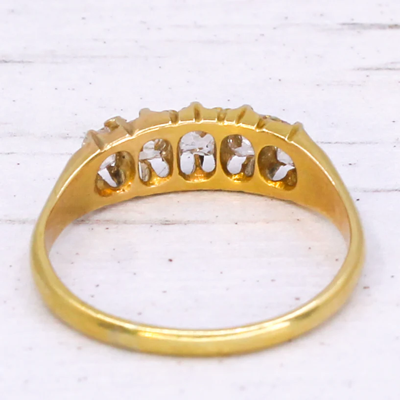 Victorian 0.80 Carat Old Cut Diamond Five Stone Ring, circa 1890 - Image 5
