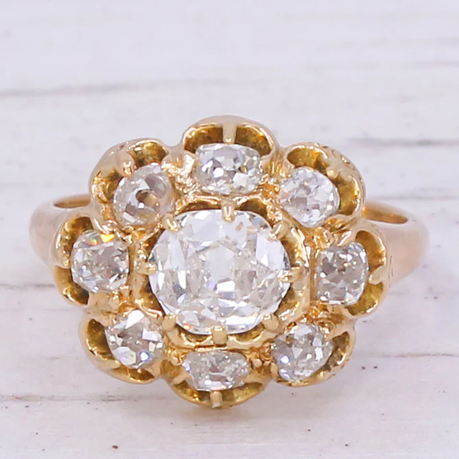 Victorian 1.55 Carat Old Cut Diamond Cluster Ring, circa 1900 - Image 3