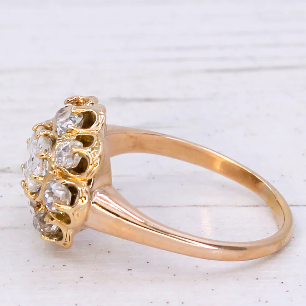 Victorian 1.55 Carat Old Cut Diamond Cluster Ring, circa 1900 - Image 4