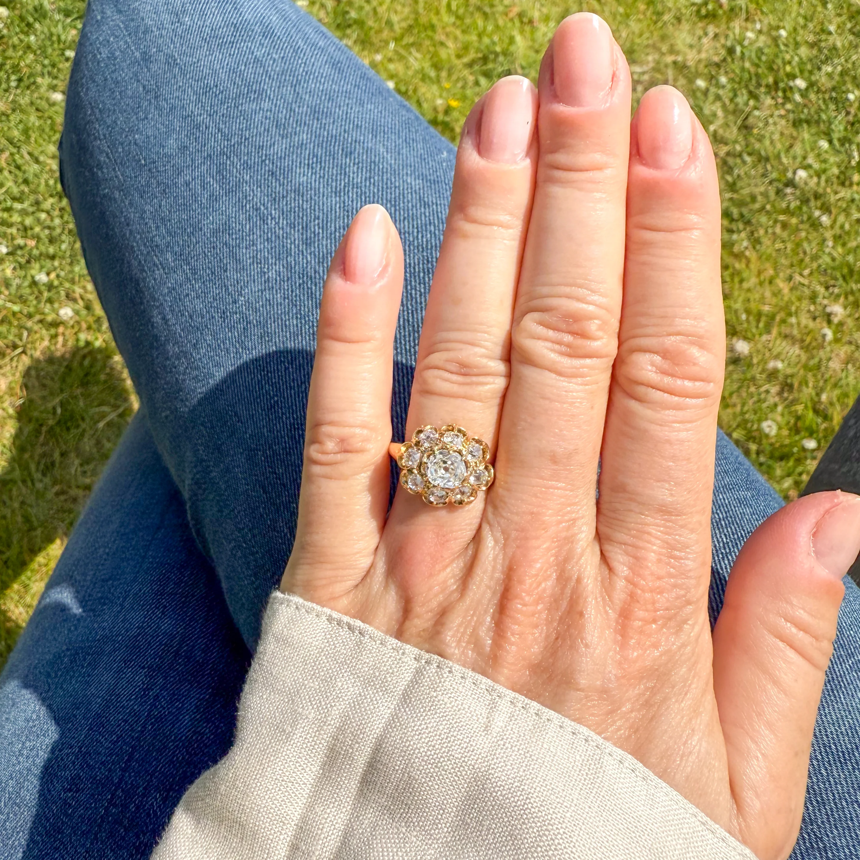 Victorian 1.55 Carat Old Cut Diamond Cluster Ring, circa 1900 - Image 6