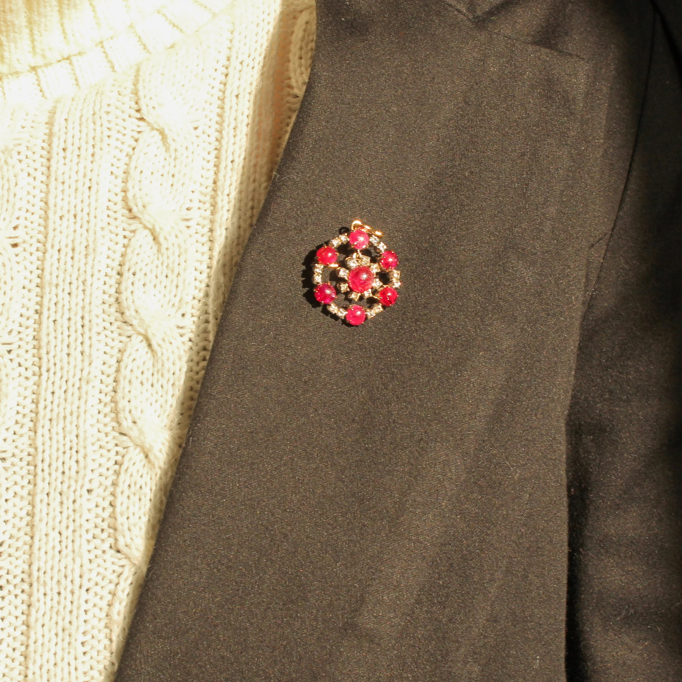 Victorian Burma Ruby & Diamond Pendant / Brooch, circa 1890 - Image 4