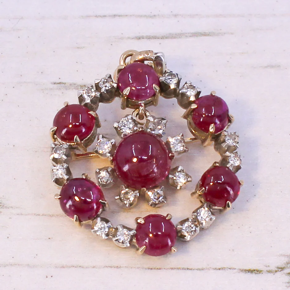 Victorian Burma Ruby & Diamond Pendant / Brooch, circa 1890 - Image 7