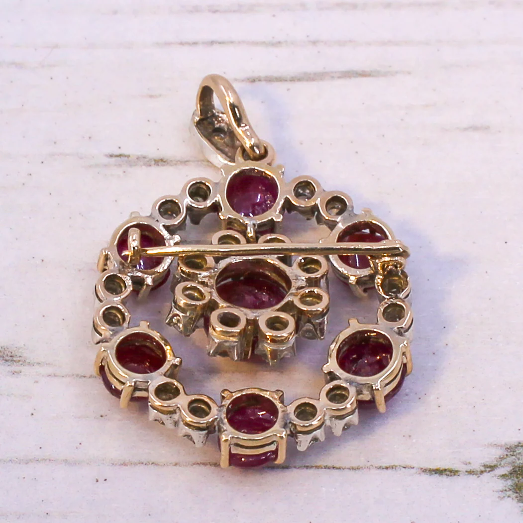 Victorian Burma Ruby & Diamond Pendant / Brooch, circa 1890 - Image 8